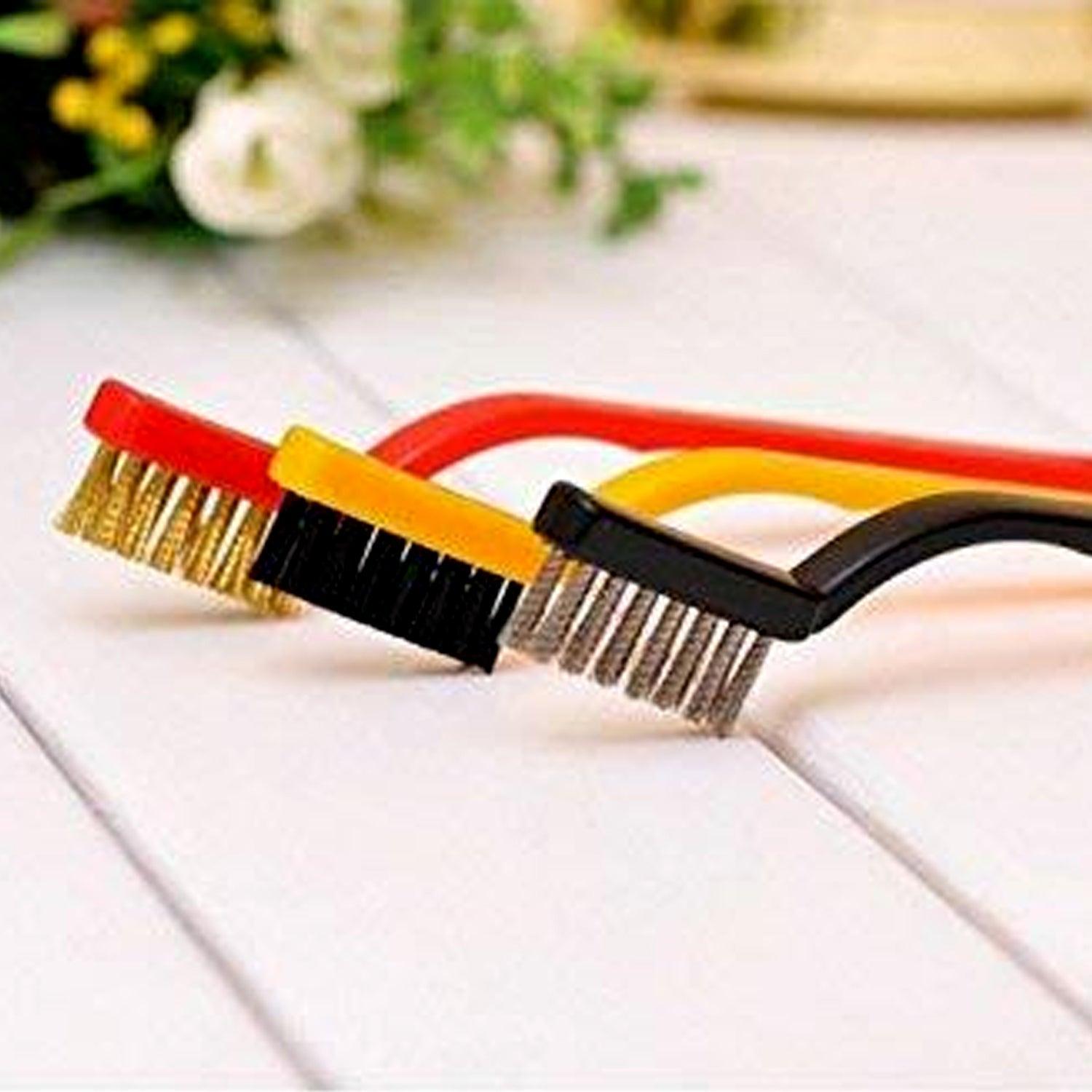 Mini wire brush set with steel and brass brushes Mini wire brush set with steel and brass brushes